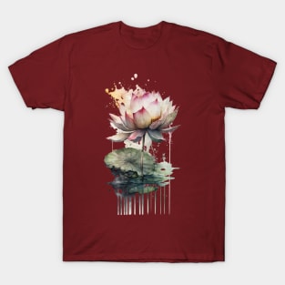 Lotus Flower Yoga Watercolor Meditation Bohemian Floral T-Shirt